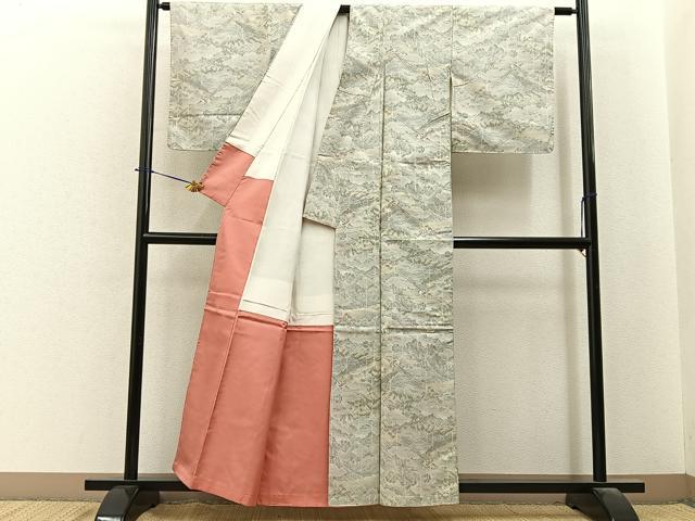 平和屋着物■上質な紬　風景文　正絹　逸品　未使用　BAAY6164hj