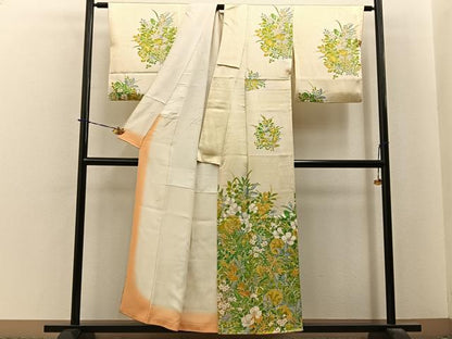 平和屋着物■訪問着　草花文　暈し染め　金彩　正絹　逸品　BAAY6166hj