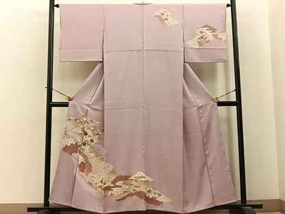 平和屋着物■訪問着　刺繍　道長草花文　暈し染め　正絹　逸品　BAAY6167hj