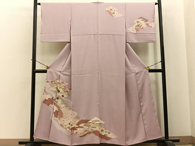 平和屋着物■訪問着　刺繍　道長草花文　暈し染め　正絹　逸品　BAAY6167hj