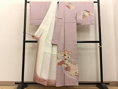 平和屋着物■訪問着　刺繍　道長草花文　暈し染め　正絹　逸品　BAAY6167hj