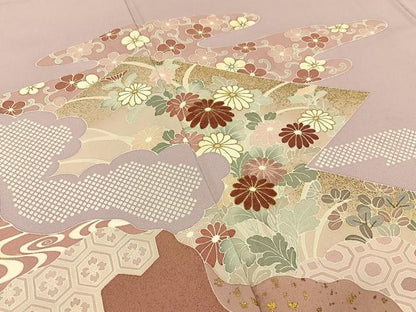 平和屋着物■訪問着　刺繍　道長草花文　暈し染め　正絹　逸品　BAAY6167hj