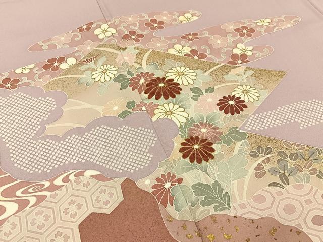 平和屋着物■訪問着　刺繍　道長草花文　暈し染め　正絹　逸品　BAAY6167hj
