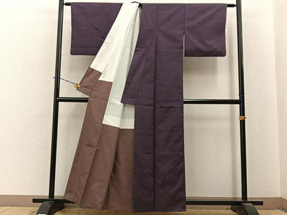 平和屋着物■上質な紬　横段文　正絹　逸品　BAAY6168hj