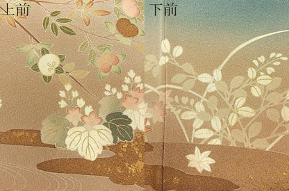 平和屋着物●訪問着　雲隠れ草花文　暈し染め　金彩　正絹　逸品　未使用　BAAY6172hj