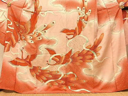 平和屋着物■豪華振袖　駒刺繍　鳳凰　暈し染め　金彩　正絹　逸品　BAAY6173hj