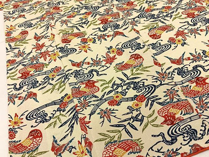 平和屋着物■上質な小紋　型染め　流水花鳥文　鬼しぼ縮緬　正絹　逸品　BAAY6174hj