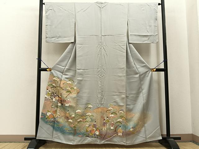 平和屋着物■豪華色留袖　駒刺繍　平安人物文　暈し染め　金彩　正絹　逸品　BAAY6176hj
