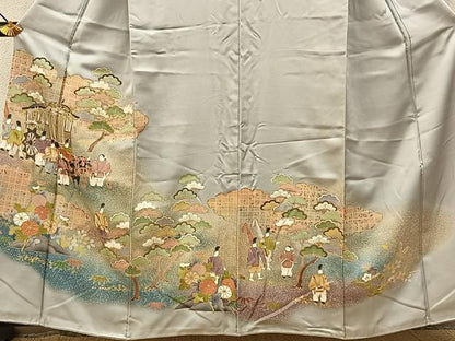 平和屋着物■豪華色留袖　駒刺繍　平安人物文　暈し染め　金彩　正絹　逸品　BAAY6176hj