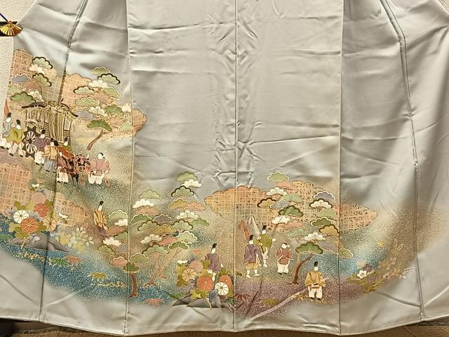 平和屋着物■豪華色留袖　駒刺繍　平安人物文　暈し染め　金彩　正絹　逸品　BAAY6176hj