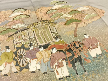 平和屋着物■豪華色留袖　駒刺繍　平安人物文　暈し染め　金彩　正絹　逸品　BAAY6176hj