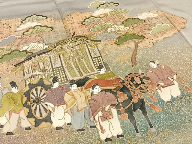 平和屋着物■豪華色留袖　駒刺繍　平安人物文　暈し染め　金彩　正絹　逸品　BAAY6176hj