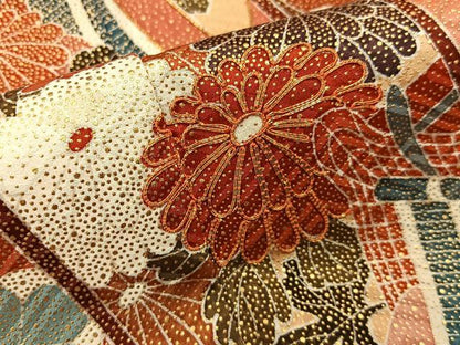 平和屋着物●豪華振袖　駒刺繍　束ね熨斗御所車花文　暈し染め　金彩　正絹　逸品　BAAY6180hj