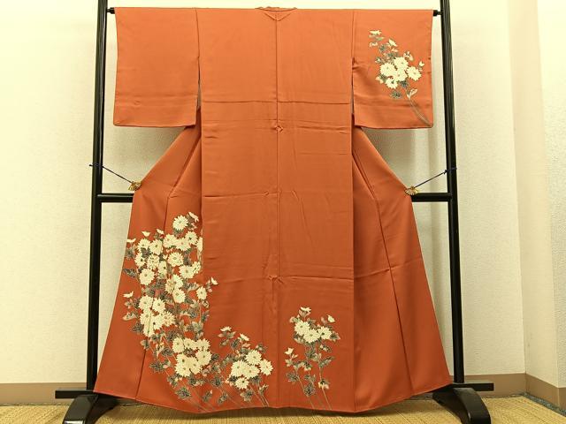 平和屋着物■訪問着　刺繍　菊　金彩　東武百貨店扱い　正絹　逸品　BAAY6185hj