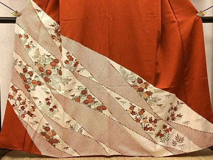 平和屋着物■訪問着　駒刺繍　秋草文　金彩　正絹　逸品　BAAY6186hj
