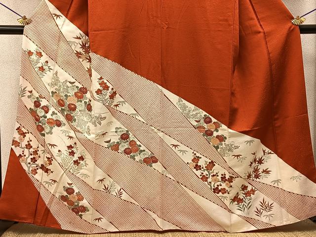 平和屋着物■訪問着　駒刺繍　秋草文　金彩　正絹　逸品　BAAY6186hj