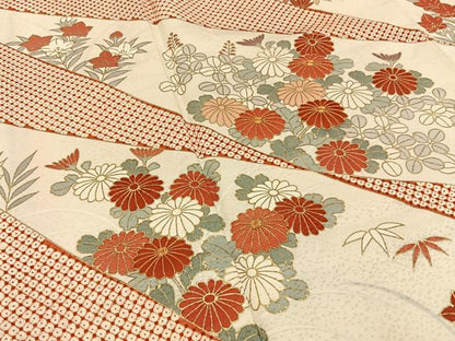 平和屋着物■訪問着　駒刺繍　秋草文　金彩　正絹　逸品　BAAY6186hj