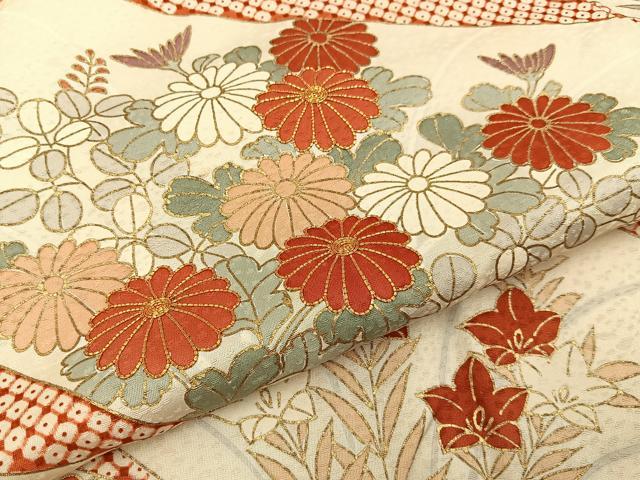 平和屋着物■訪問着　駒刺繍　秋草文　金彩　正絹　逸品　BAAY6186hj