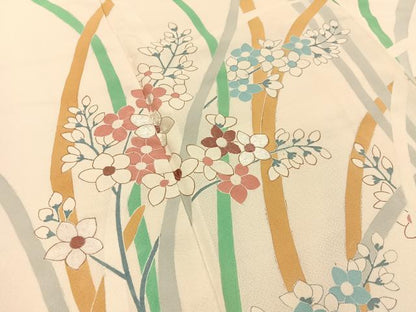平和屋着物●訪問着　刺繍　草花文　正絹　逸品　BAAY6188hj