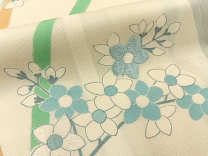 平和屋着物●訪問着　刺繍　草花文　正絹　逸品　BAAY6188hj