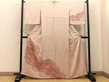 平和屋着物■訪問着　刺繍　絞り　道長箔散らし文　金彩　正絹　逸品　BAAY6190hj