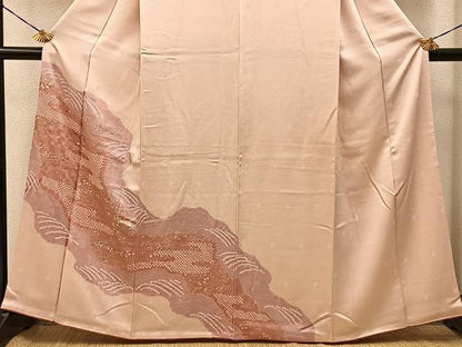 平和屋着物■訪問着　刺繍　絞り　道長箔散らし文　金彩　正絹　逸品　BAAY6190hj