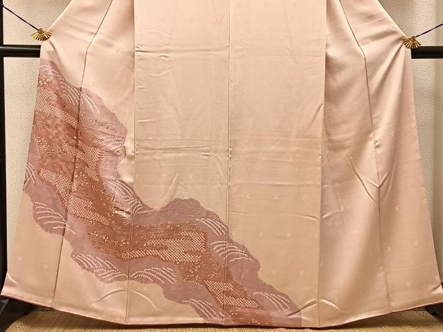 平和屋着物■訪問着　刺繍　絞り　道長箔散らし文　金彩　正絹　逸品　BAAY6190hj