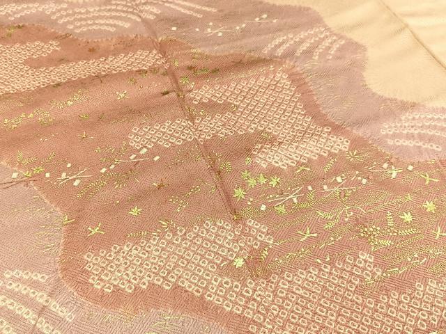 平和屋着物■訪問着　刺繍　絞り　道長箔散らし文　金彩　正絹　逸品　BAAY6190hj