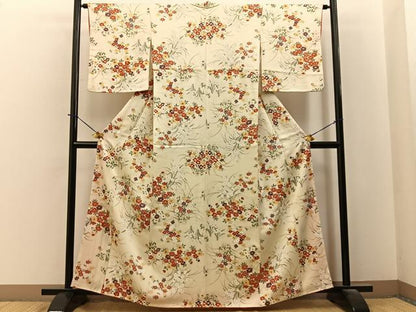 平和屋着物■上質な小紋　草花文　正絹　逸品　BAAY6192hj