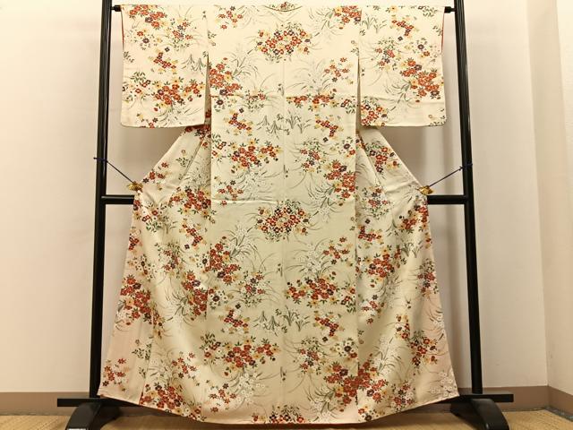 平和屋着物■上質な小紋　草花文　正絹　逸品　BAAY6192hj
