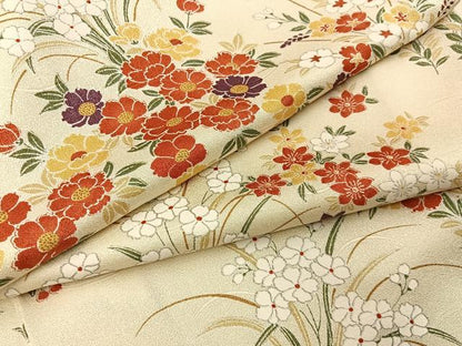 平和屋着物■上質な小紋　草花文　正絹　逸品　BAAY6192hj