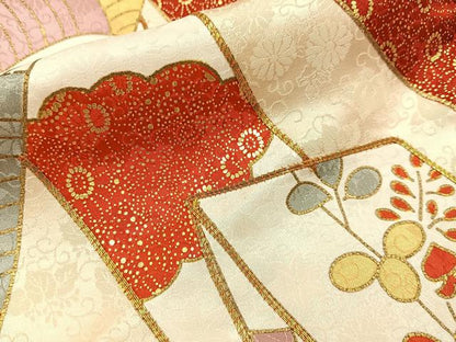 平和屋着物■豪華振袖　駒刺繍　熨斗草花文　金彩　正絹　逸品　BAAY6199hj
