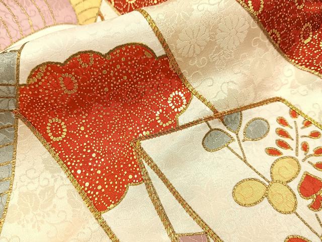 平和屋着物■豪華振袖　駒刺繍　熨斗草花文　金彩　正絹　逸品　BAAY6199hj