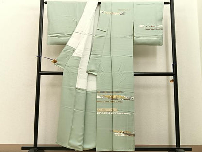 平和屋着物■訪問着　松竹梅七宝菊文　金彩　正絹　逸品　BAAY6200hj