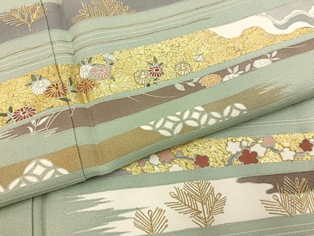 平和屋着物■訪問着　松竹梅七宝菊文　金彩　正絹　逸品　BAAY6200hj