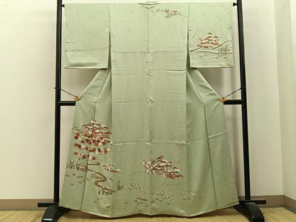 平和屋着物■訪問着　流水風景花文　金彩　三越扱い　正絹　逸品　BAAY6201hj