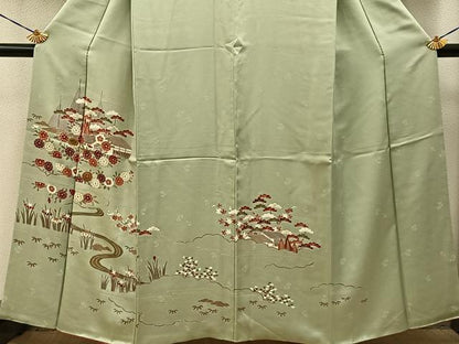 平和屋着物■訪問着　流水風景花文　金彩　三越扱い　正絹　逸品　BAAY6201hj