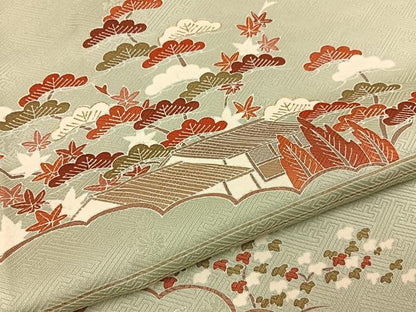 平和屋着物■訪問着　流水風景花文　金彩　三越扱い　正絹　逸品　BAAY6201hj