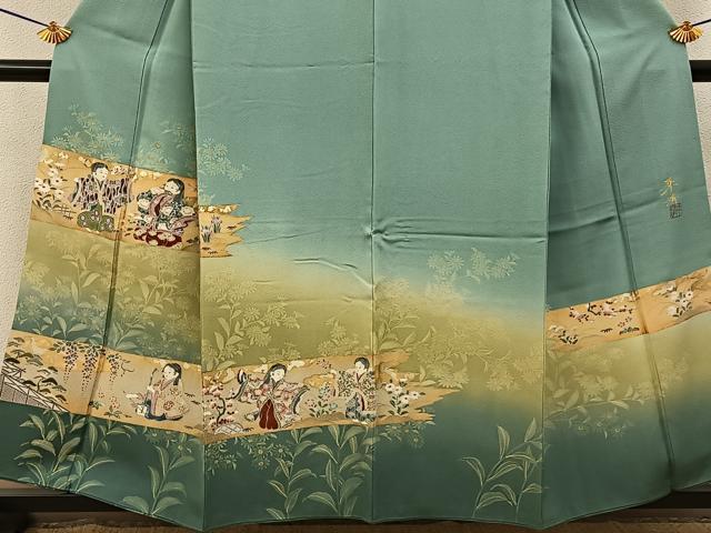 平和屋着物●巨匠　前田華清　手描き　色留袖　童子遊び　暈し染め　金彩　正絹　逸品　BAAY6203hj