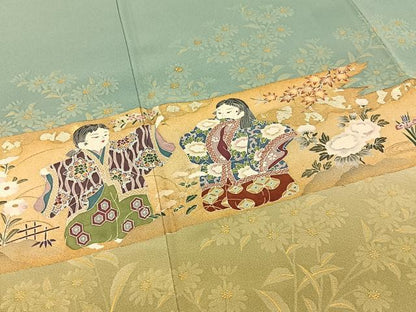 平和屋着物●巨匠　前田華清　手描き　色留袖　童子遊び　暈し染め　金彩　正絹　逸品　BAAY6203hj