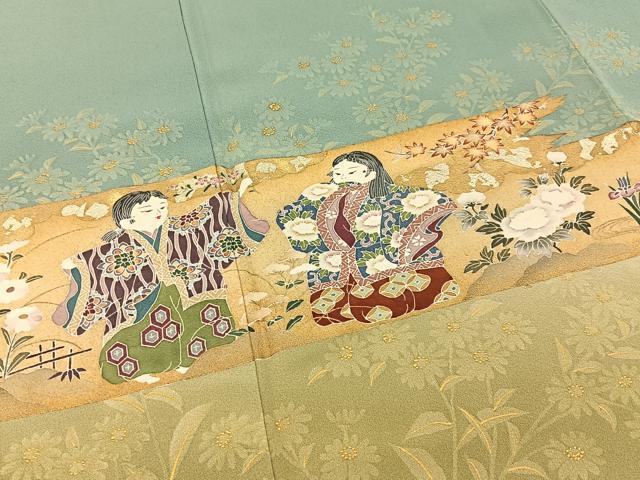 平和屋着物●巨匠　前田華清　手描き　色留袖　童子遊び　暈し染め　金彩　正絹　逸品　BAAY6203hj