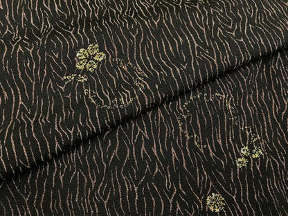 平和屋着物●上質な小紋　雪輪梅文　黒地　鬼しぼ縮緬　正絹　逸品　BAAY6206hj