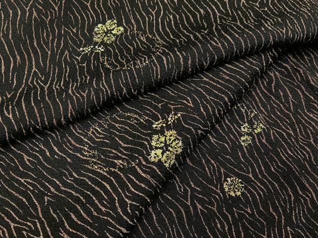 平和屋着物●上質な小紋　雪輪梅文　黒地　鬼しぼ縮緬　正絹　逸品　BAAY6206hj
