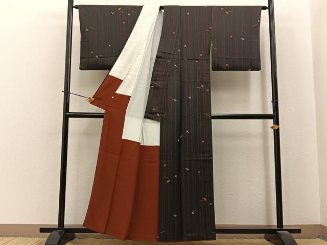 平和屋着物■上質な小紋　吹き寄せ文　金彩　鈴乃屋扱い　正絹　逸品　BAAY6209hj