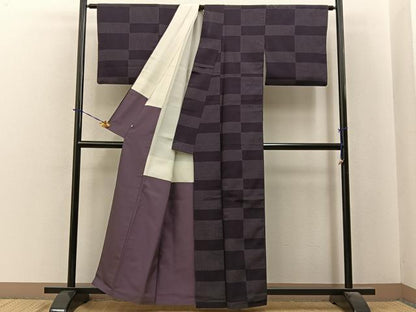 平和屋着物●本塩沢　横段文　鈴乃屋扱い　正絹　逸品　BAAY6214hj