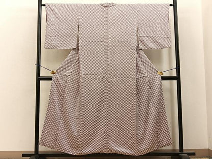平和屋着物■上質な小紋　総絞り　菱文様　正絹　逸品　BAAY6215hj