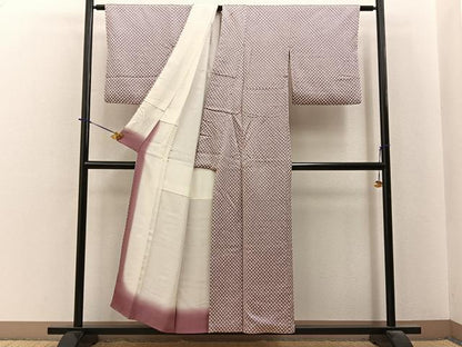 平和屋着物■上質な小紋　総絞り　菱文様　正絹　逸品　BAAY6215hj