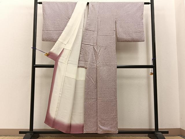 平和屋着物■上質な小紋　総絞り　菱文様　正絹　逸品　BAAY6215hj