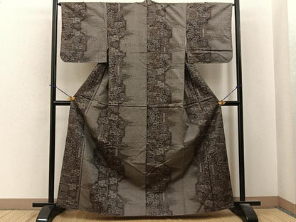 平和屋着物■上質な紬　菊唐草文　正絹　逸品　未使用　BAAY6217hj