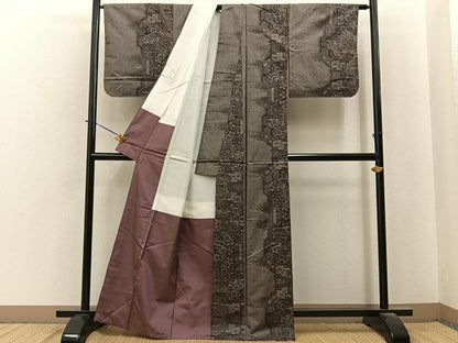 平和屋着物■上質な紬　菊唐草文　正絹　逸品　未使用　BAAY6217hj
